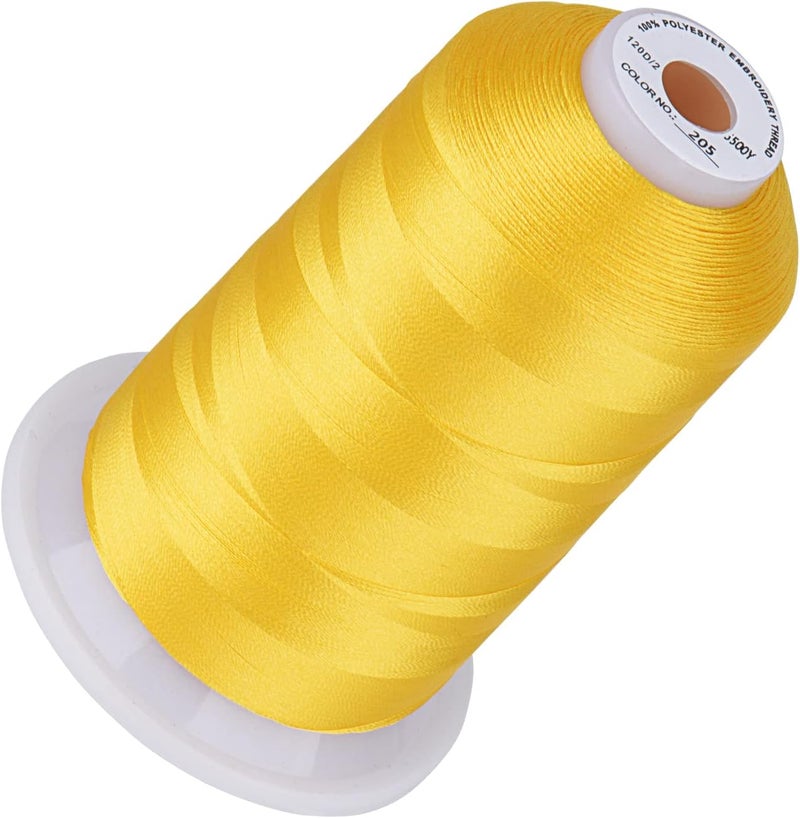 simthread 5500Yds Embroidery Thread, 5000M High-Yardage 40WT 100% Polyester Thread – 170+ Vivid Colors, High-Speed Rated – Compatible with Brother, Singer, Janome & More - Yellow 205 - Image 1